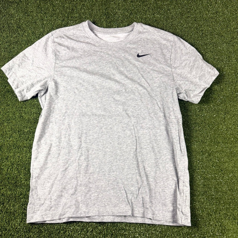 Nike Mens Dri-FIT Heather Grey Short Sleeve Swoosh T-Shirt Size Medium 1208